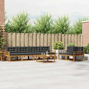 Zunanja garnitura za sedenje 7 pcs Naravna in antracitna