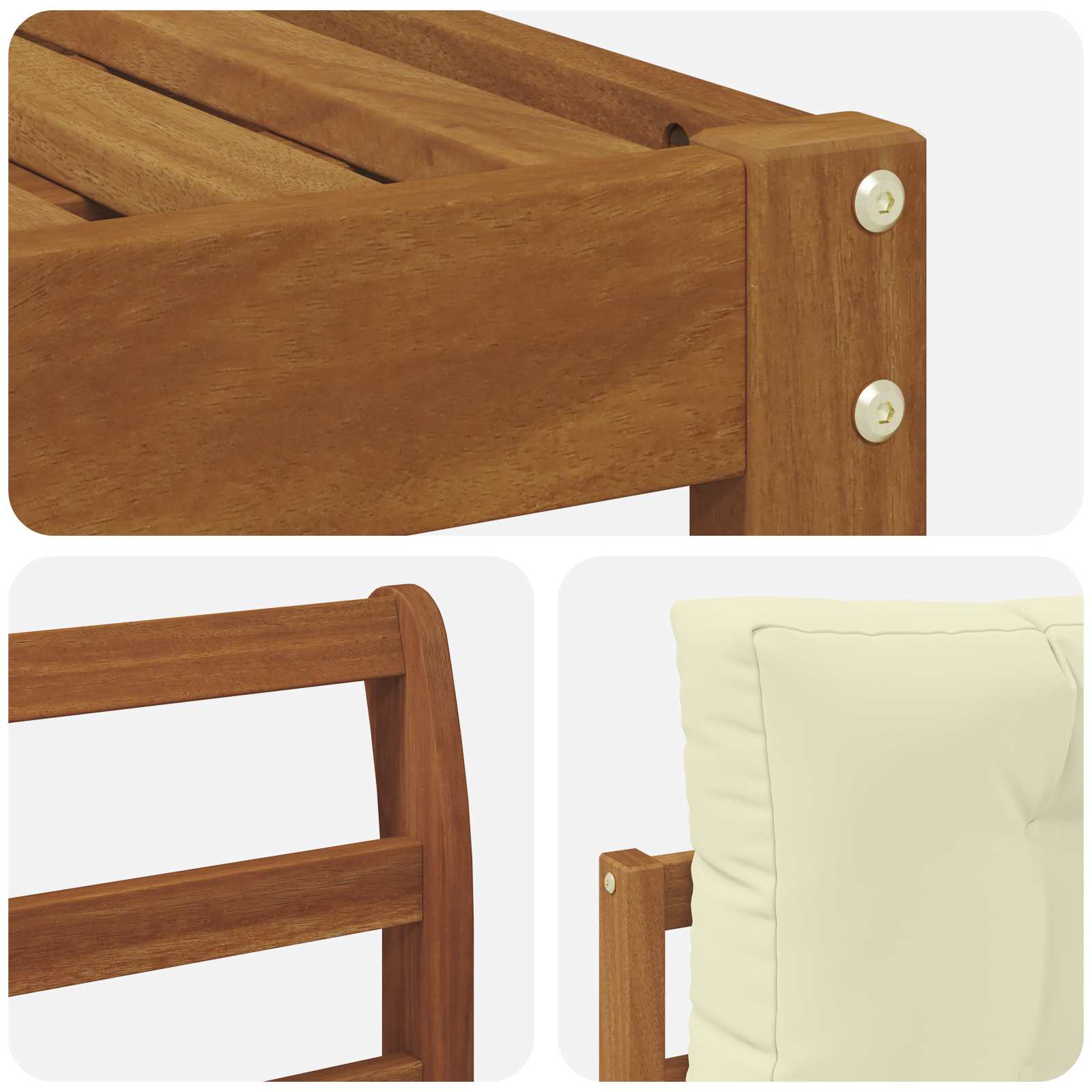 Zunanja garnitura za sedenje z blazino 7 pcs Naravna in smetana - slika 6