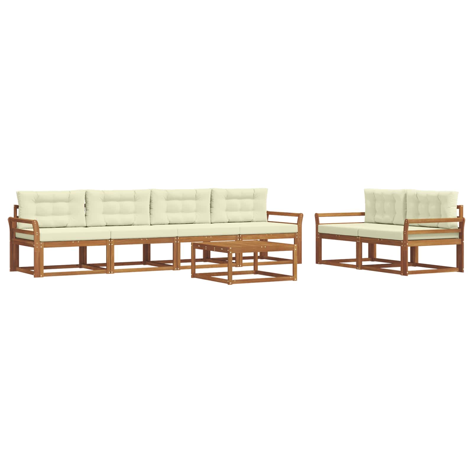 Zunanja garnitura za sedenje z blazino 7 pcs Naravna in smetana - slika 2