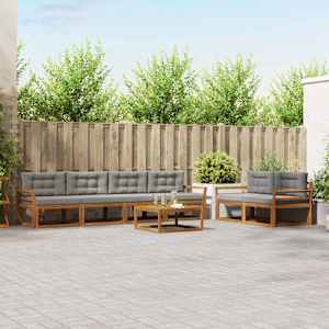 Zunanja garnitura za sedenje 7 pcs Naravna in svetlo siva