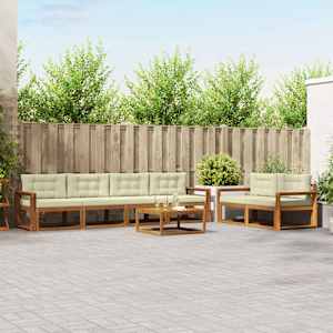 Zunanja garnitura za sedenje z blazino 7 pcs Naravna in smetana