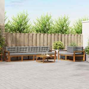 Zunanja garnitura za sedenje 7 pcs Naravna in svetlo siva