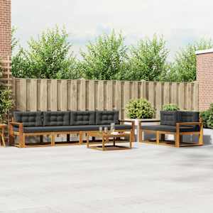 Zunanja garnitura za sedenje 7 pcs Naravna in antracitna