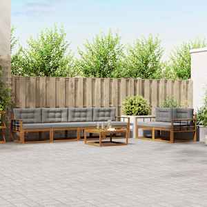 Zunanja garnitura za sedenje 7 pcs Naravna in svetlo siva