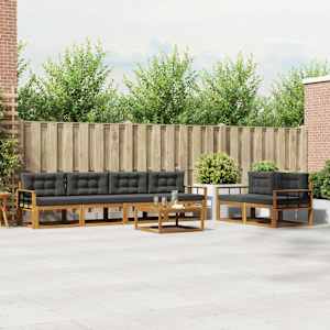 Zunanja garnitura za sedenje 7 pcs Naravna in antracitna