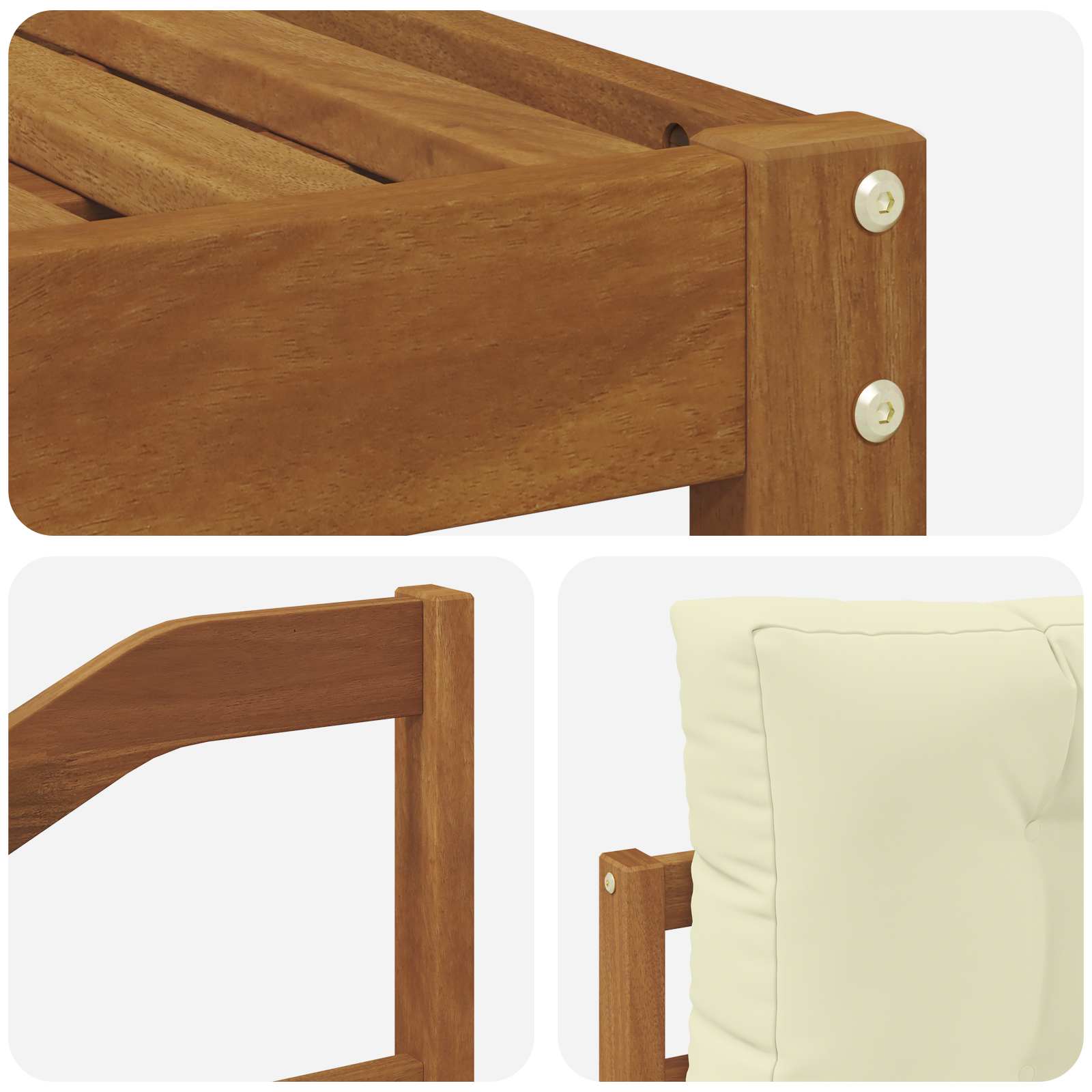 Zunanja garnitura za sedenje z blazino 7 pcs Naravna in smetana - slika 6