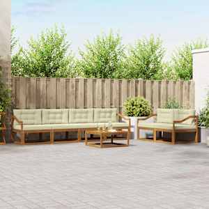 Zunanja garnitura za sedenje z blazino 7 pcs Naravna in smetana