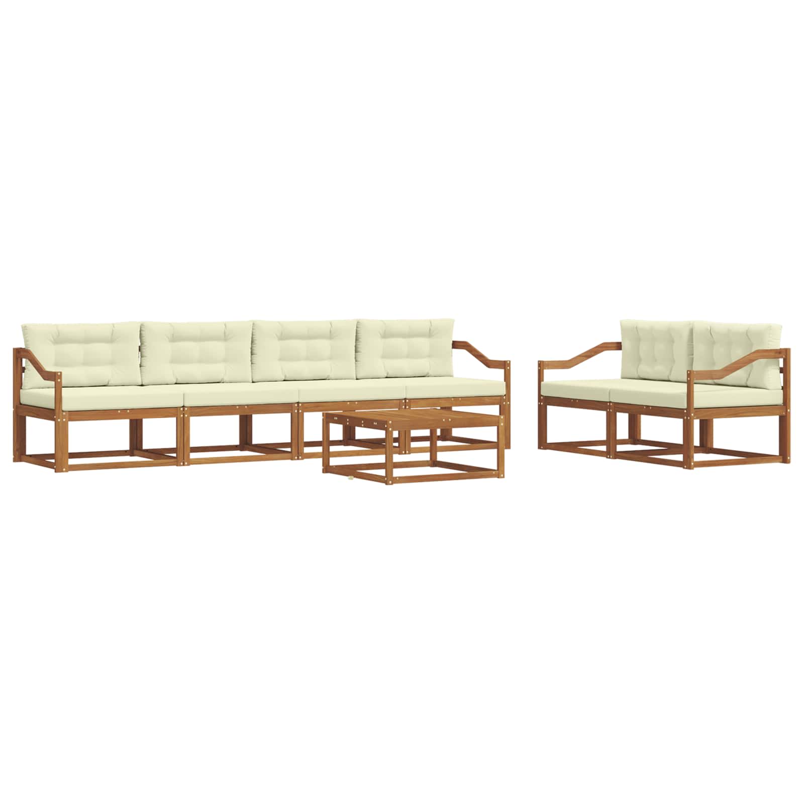 Zunanja garnitura za sedenje z blazino 7 pcs Naravna in smetana - slika 2