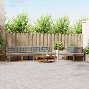 Zunanja garnitura za sedenje 7 pcs Naravna in svetlo siva