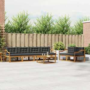 Zunanja garnitura za sedenje 7 pcs Naravna in antracitna