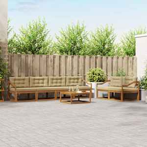 Zunanja garnitura za sedenje z blazino 7 pcs Naravna in bež