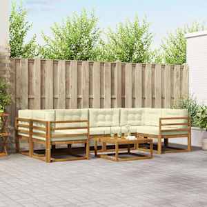 Zunanja garnitura za sedenje z blazino 7 pcs Naravna in smetana