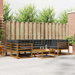 Zunanja garnitura za sedenje 7 pcs Naravna in antracitna