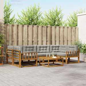 Zunanja garnitura za sedenje 7 pcs Naravna in svetlo siva