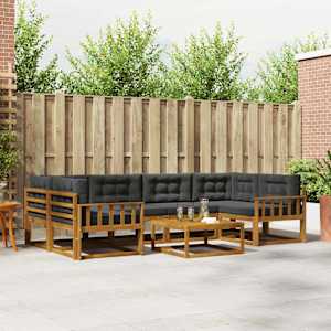 Zunanja garnitura za sedenje 7 pcs Naravna in antracitna