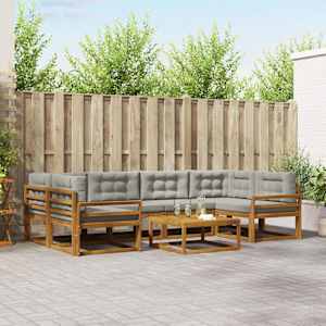 Zunanja garnitura za sedenje 7 pcs Naravna in svetlo siva