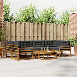 Zunanja garnitura za sedenje 7 pcs Naravna in antracitna