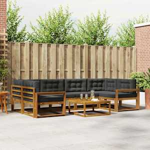 Zunanja garnitura za sedenje 7 pcs Naravna in antracitna