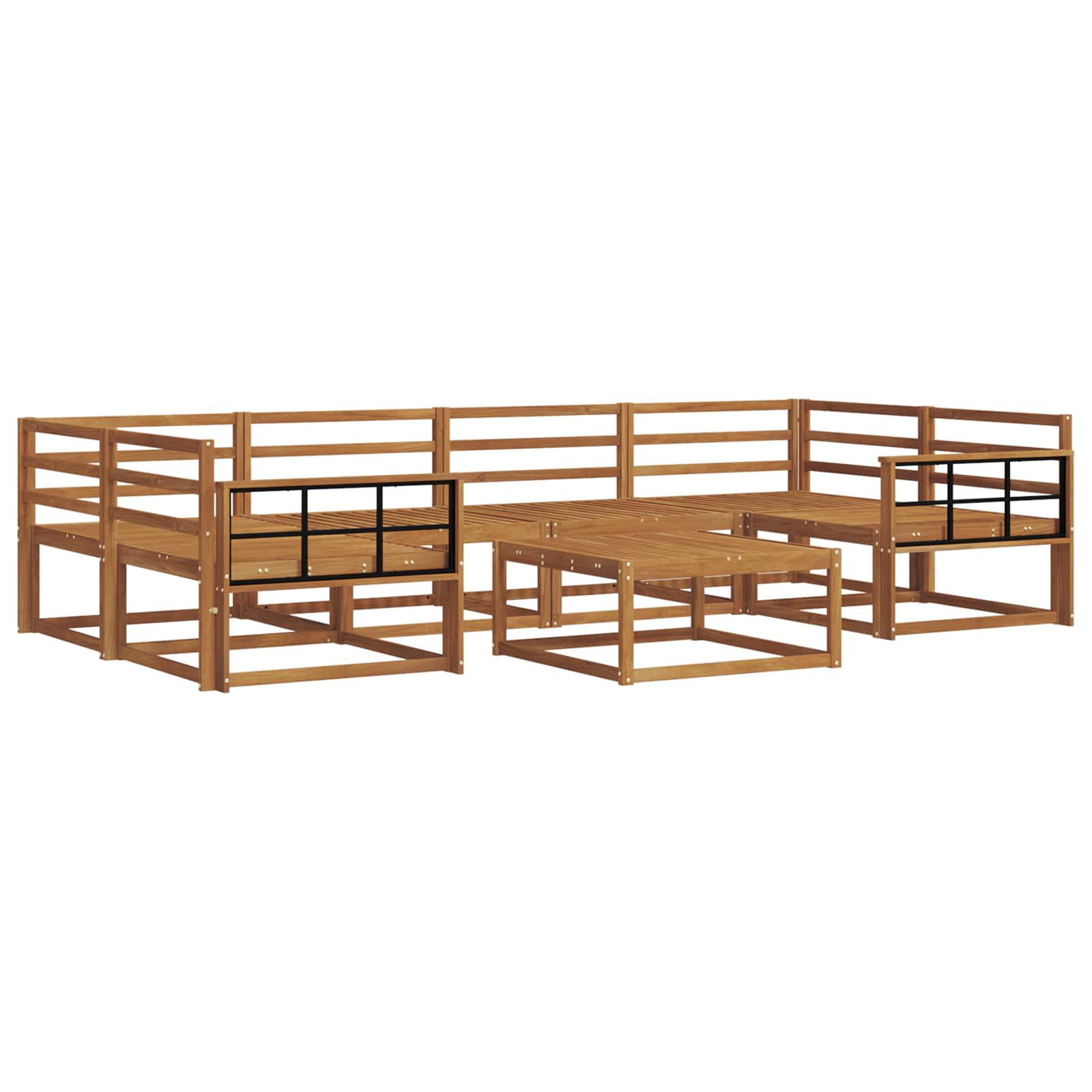 Buiten bankenset 7 pcs Naturel Massief Acaciahout image 2