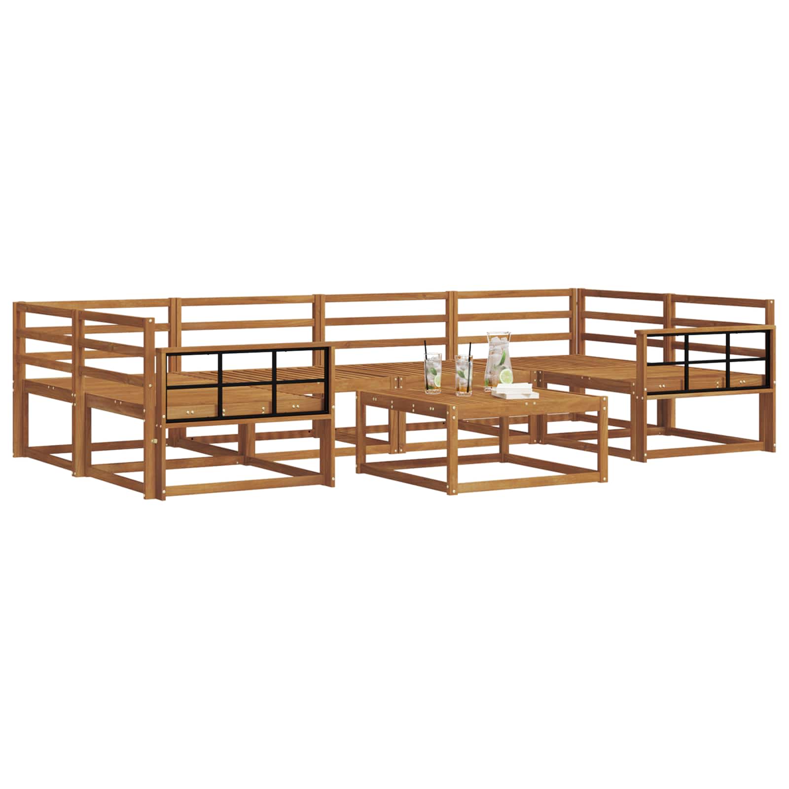 Buiten bankenset 7 pcs Naturel Massief Acaciahout image 3