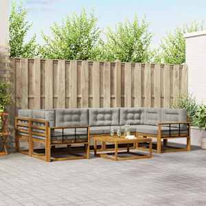 Zunanja garnitura za sedenje 7 pcs Naravna in svetlo siva