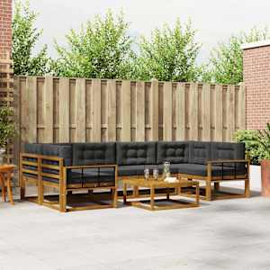 Zunanja garnitura za sedenje 7 pcs Naravna in antracitna