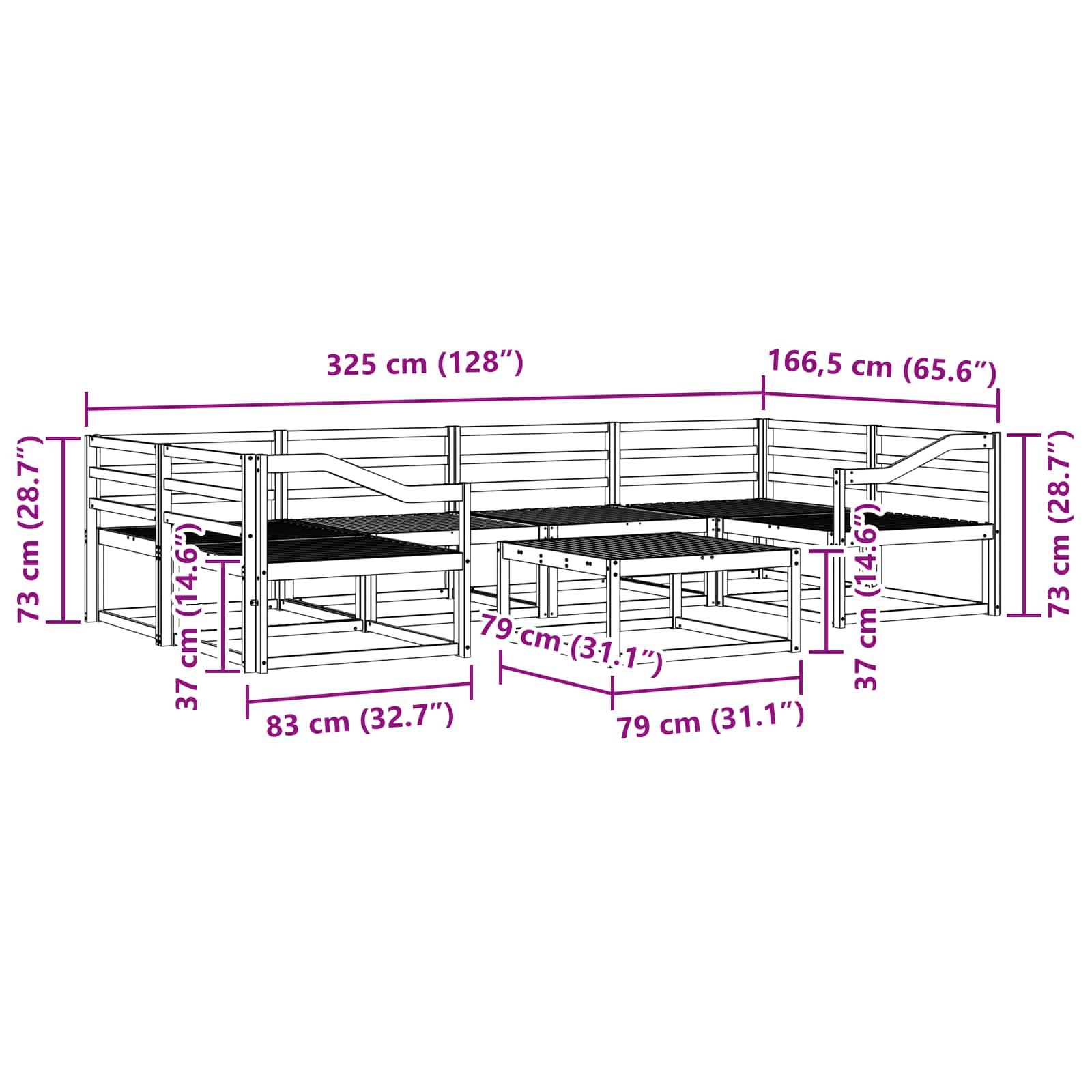 Buiten bankenset 7 pcs Naturel Massief Acaciahout image 9