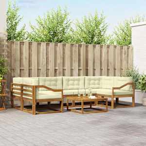 Zunanja garnitura za sedenje z blazino 7 pcs Naravna in smetana