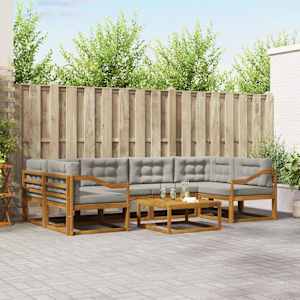 Zunanja garnitura za sedenje 7 pcs Naravna in svetlo siva