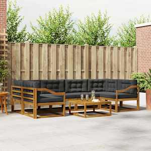 Zunanja garnitura za sedenje 7 pcs Naravna in antracitna