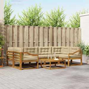 Zunanja garnitura za sedenje z blazino 7 pcs Naravna in bež