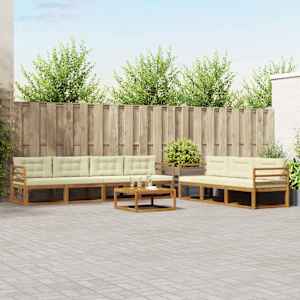 Zunanja garnitura za sedenje z blazino 8 pcs Naravna in smetana