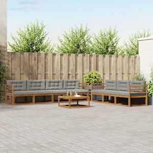 Zunanja garnitura za sedenje 8 pcs Naravna in svetlo siva