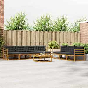 Zunanja garnitura za sedenje 8 pcs Naravna in antracitna