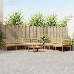 Zunanja garnitura za sedenje z blazino 8 pcs Naravna in bež