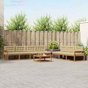 Zunanja garnitura za sedenje z blazino 8 pcs Naravna in bež