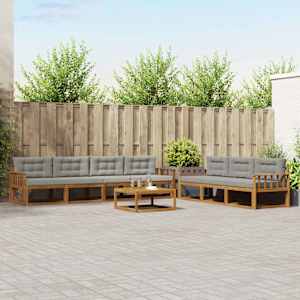 Zunanja garnitura za sedenje 8 pcs Naravna in svetlo siva