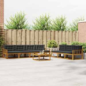 Zunanja garnitura za sedenje 8 pcs Naravna in antracitna