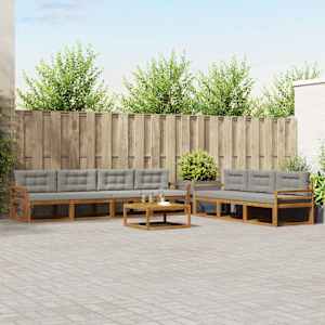 Zunanja garnitura za sedenje 8 pcs Naravna in svetlo siva