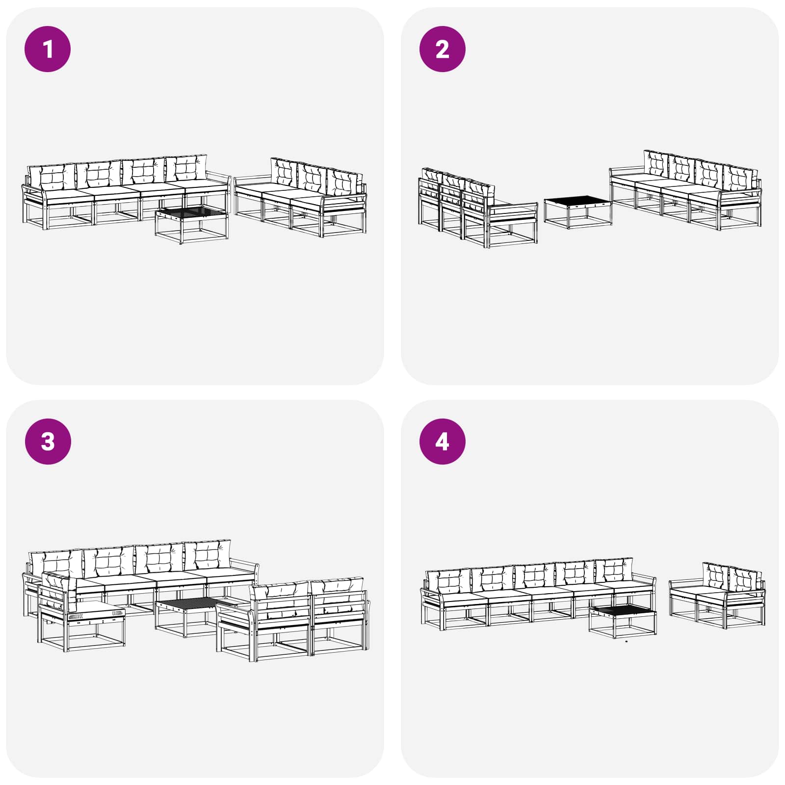 Zunanja garnitura za sedenje 8 pcs Naravna in antracitna - slika 7