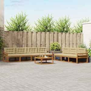 Zunanja garnitura za sedenje z blazino 8 pcs Naravna in bež