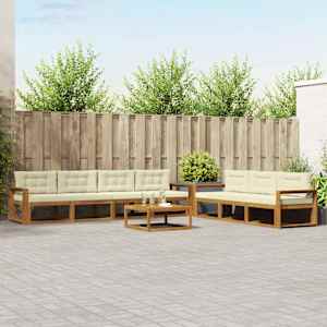 Zunanja garnitura za sedenje z blazino 8 pcs Naravna in smetana