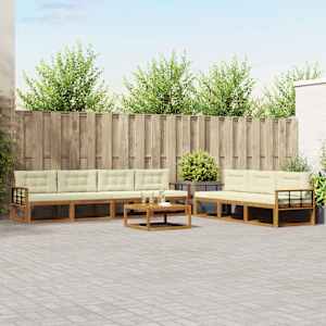 Zunanja garnitura za sedenje z blazino 8 pcs Naravna in smetana