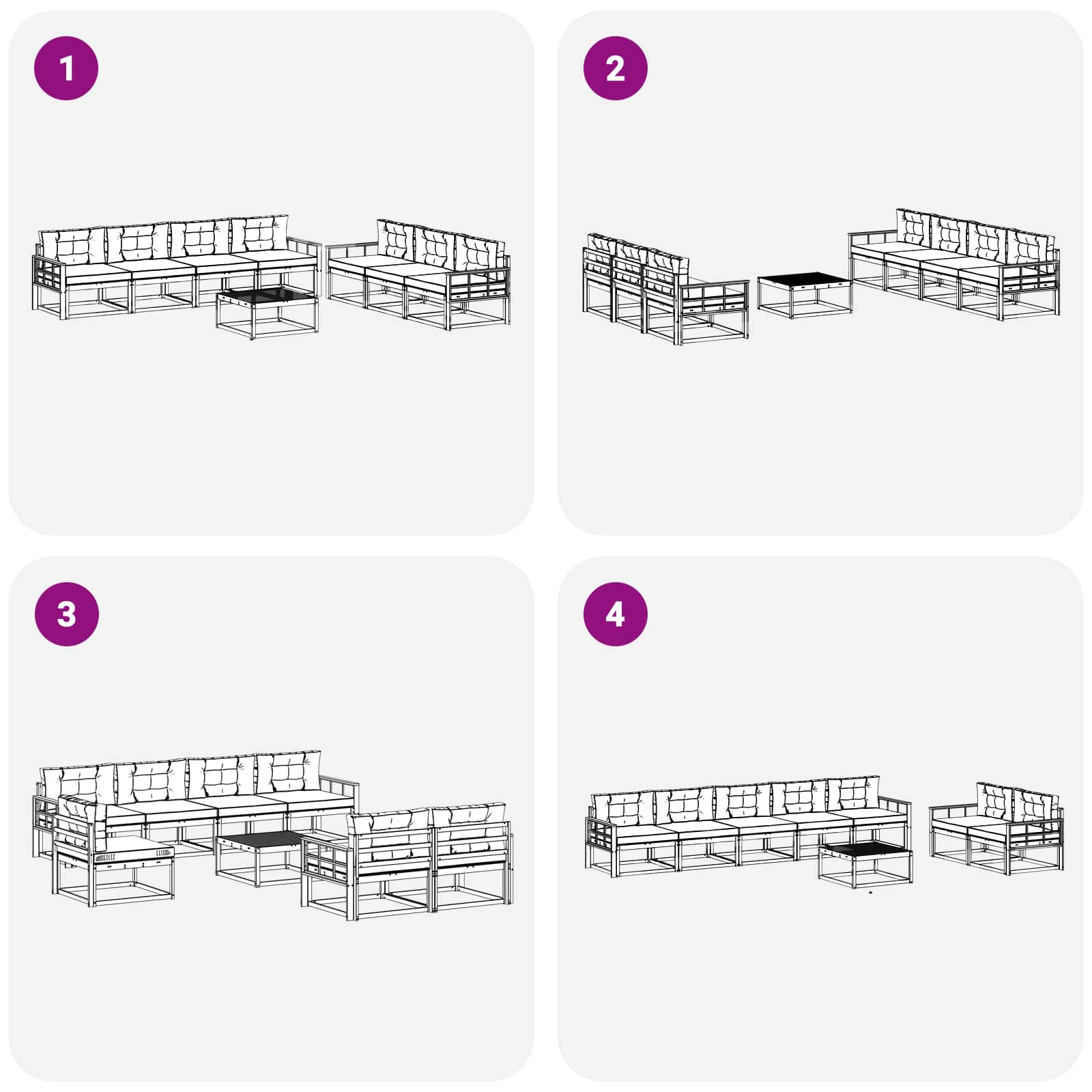 Zunanja garnitura za sedenje 8 pcs Naravna in antracitna - slika 7