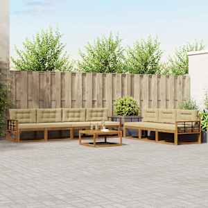 Zunanja garnitura za sedenje z blazino 8 pcs Naravna in bež