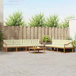 Zunanja garnitura za sedenje z blazino 8 pcs Naravna in smetana