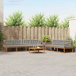 Zunanja garnitura za sedenje 8 pcs Naravna in svetlo siva