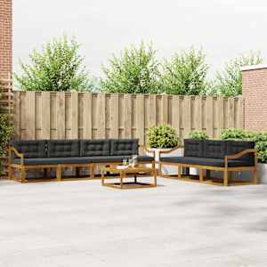 Zunanja garnitura za sedenje 8 pcs Naravna in antracitna