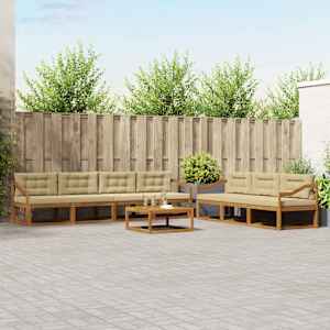 Zunanja garnitura za sedenje z blazino 8 pcs Naravna in bež