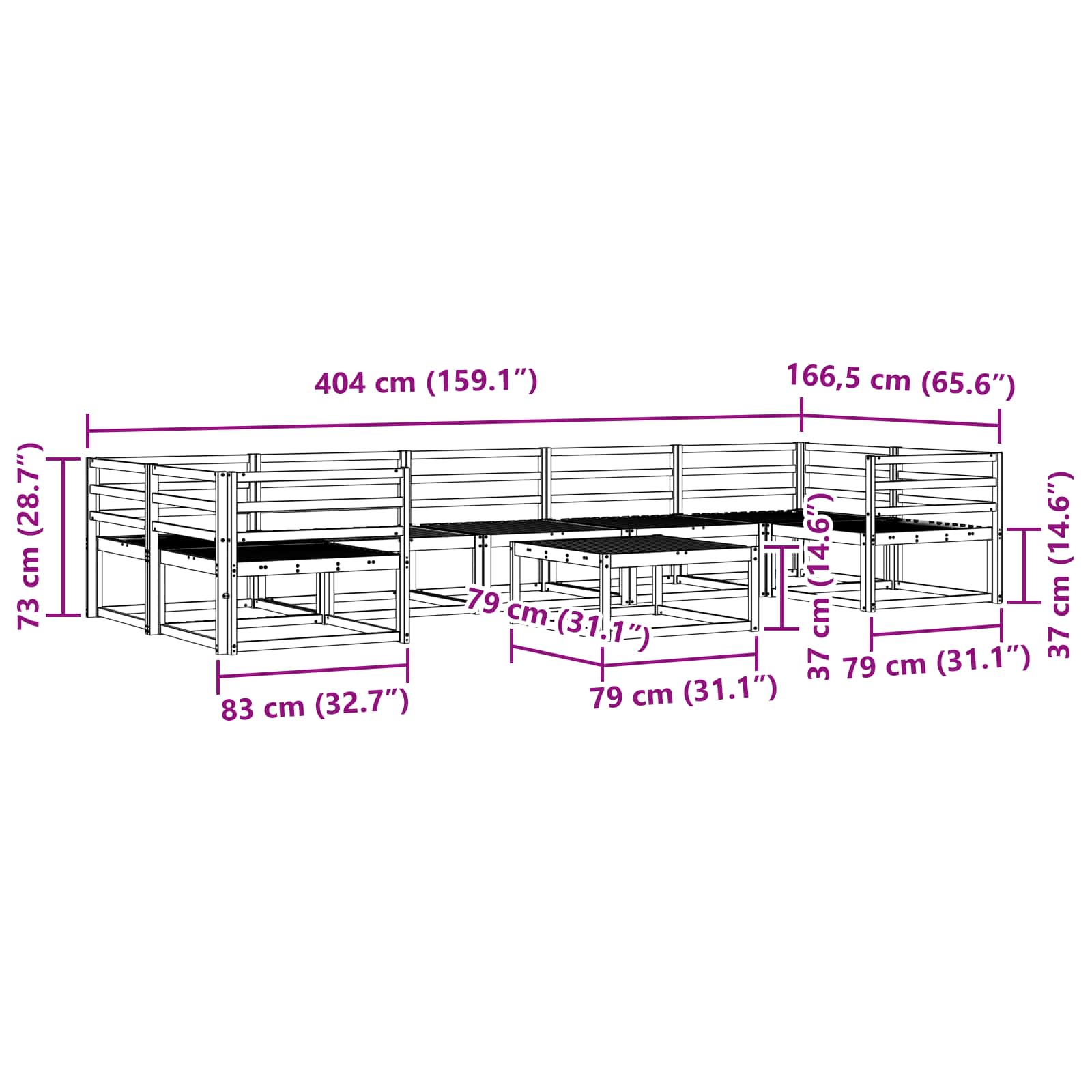Buiten bankenset 8 pcs Naturel Massief Acaciahout image 9